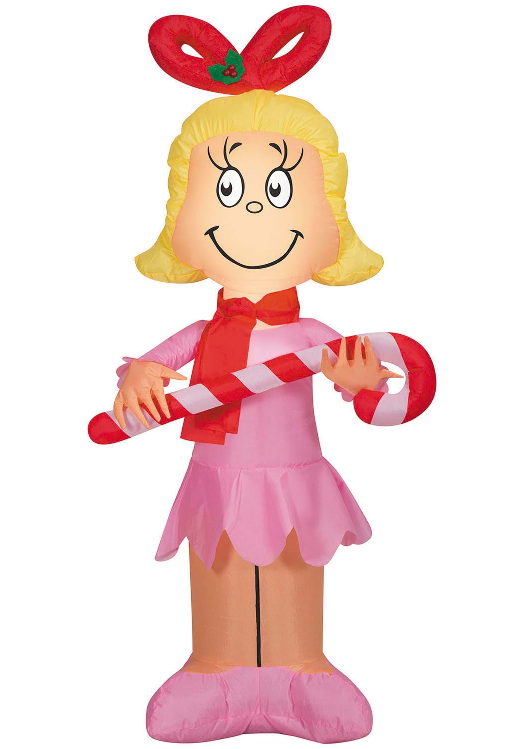 4FT Cindy Lou Who with Candy Cane Inflatable Decoration | Grinch Decorations