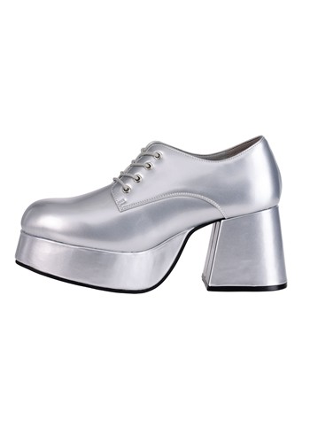 Men's Disco Pimp Costume Silver Shoes | Disco Accessories