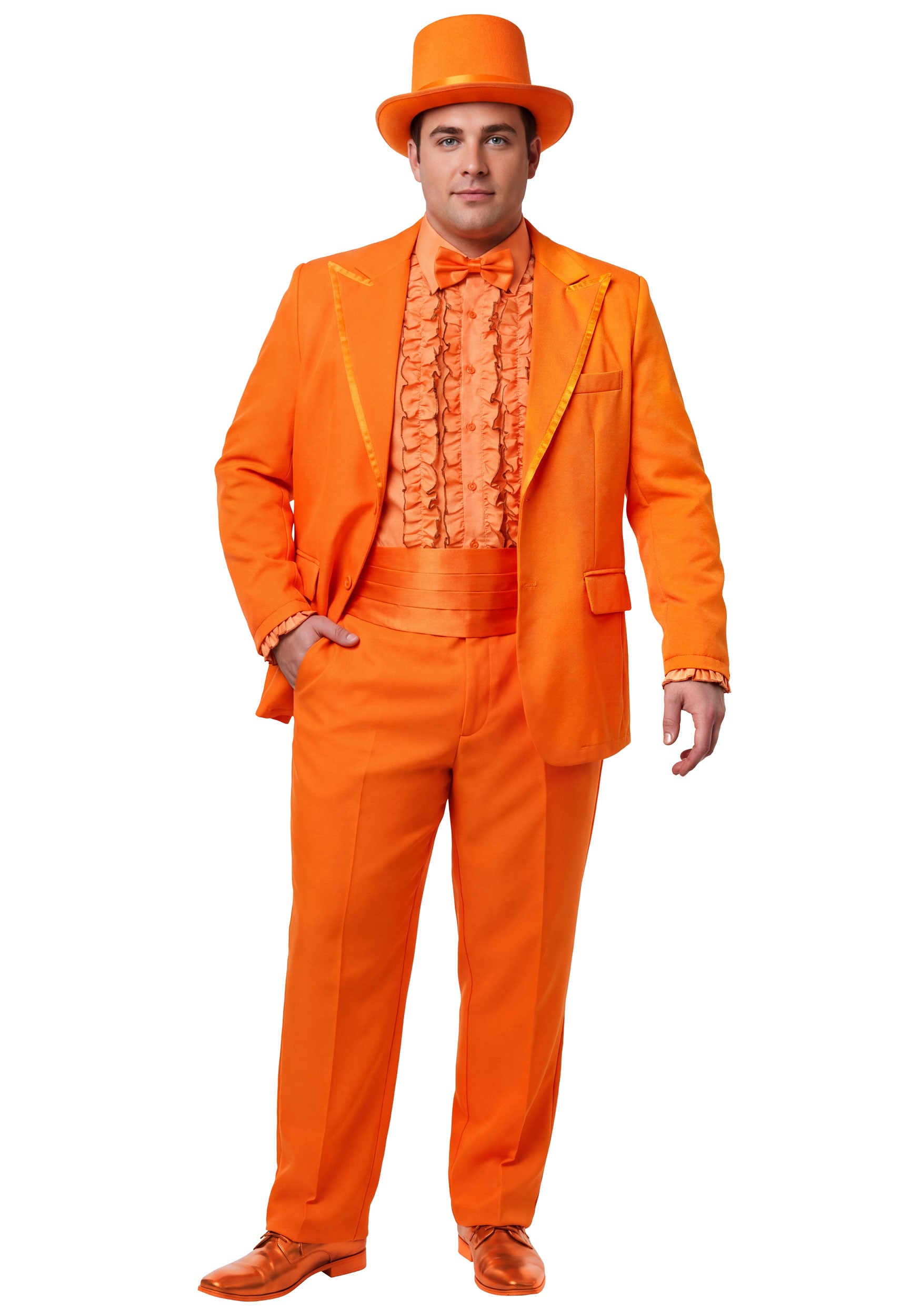 Plus Size Deluxe Dumb and Dumber Lloyd Christmas Orange Costume for Men | Movie Costumes