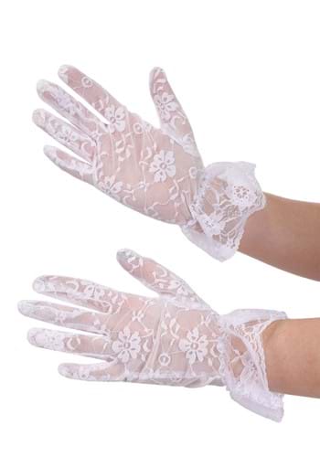 Victorian White Lace Women's Costume Gloves | Victorian Accessories