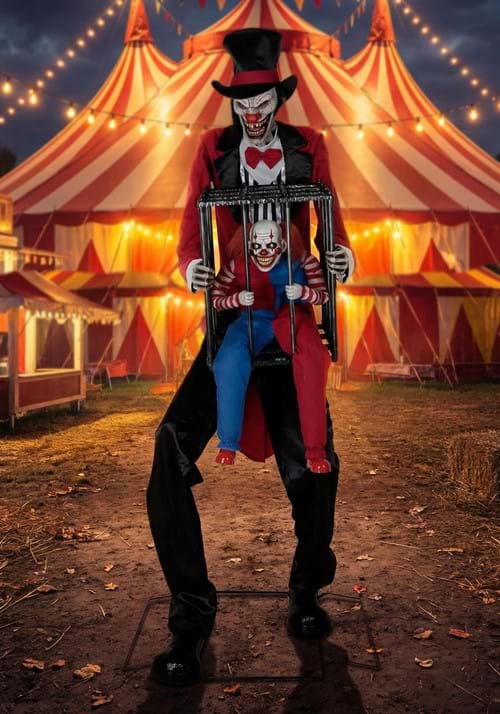 7FT Rotten Ringmaster with Clown Cage Animatronic Decoration