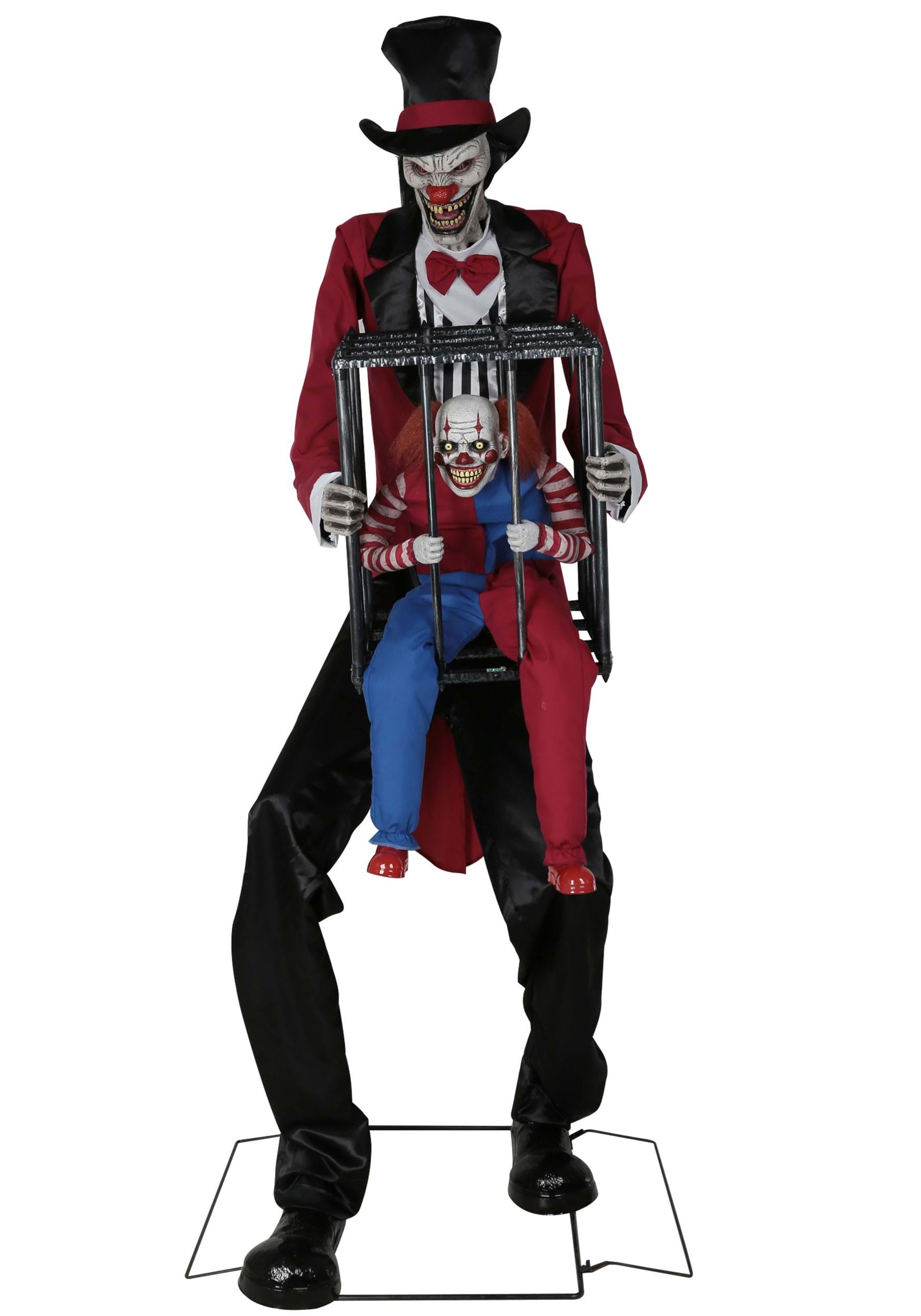 7FT Animatronic Rotten Ringmaster with Clown Cage Decoration | Halloween Animatronics