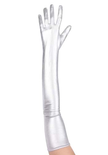 Women's Metallic Silver Costume Opera Gloves | Disco Accessories