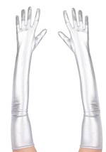 Adult Metallic Silver Opera Gloves Alt 1