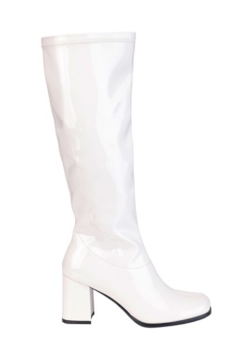 Womens Patent White Gogo Costume Boots