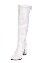 Women's Patent White Gogo Costume Boots Alt 5