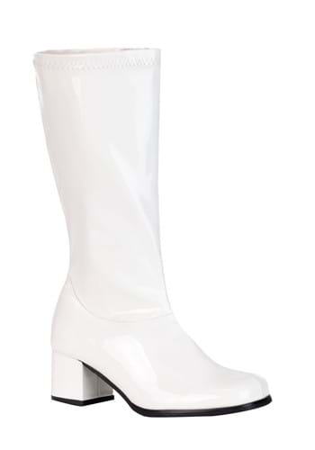 Girls Patent Gogo Costume White Boots-update