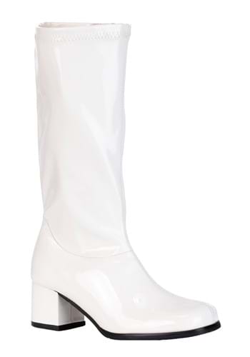 Girls Patent Gogo Costume White Boots