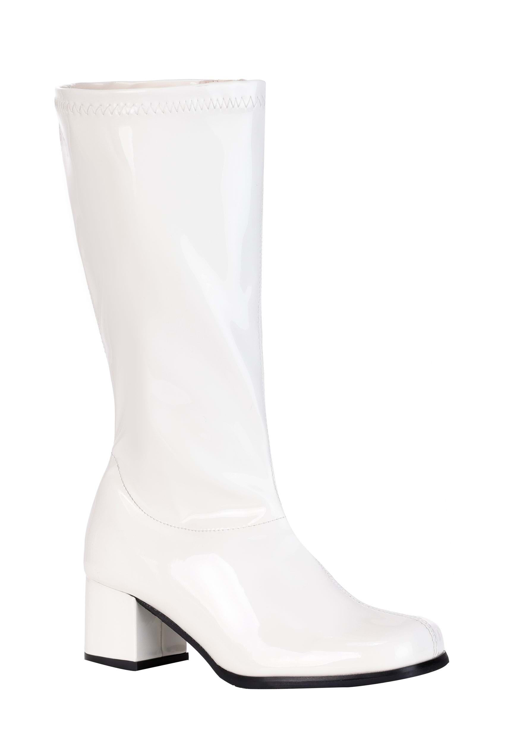 Girl's Patent Costume White Gogo Boots | Costume Boots