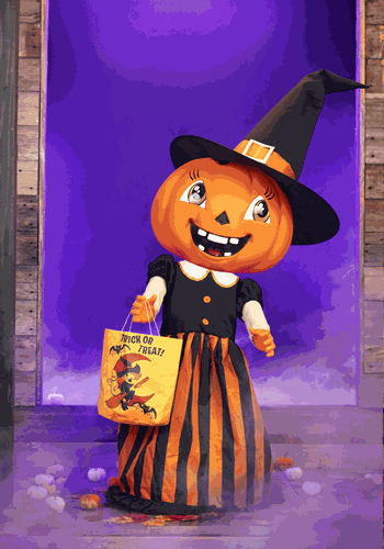 Gourdgeous Vintage Pumpkin Witch Animatronic Decoration