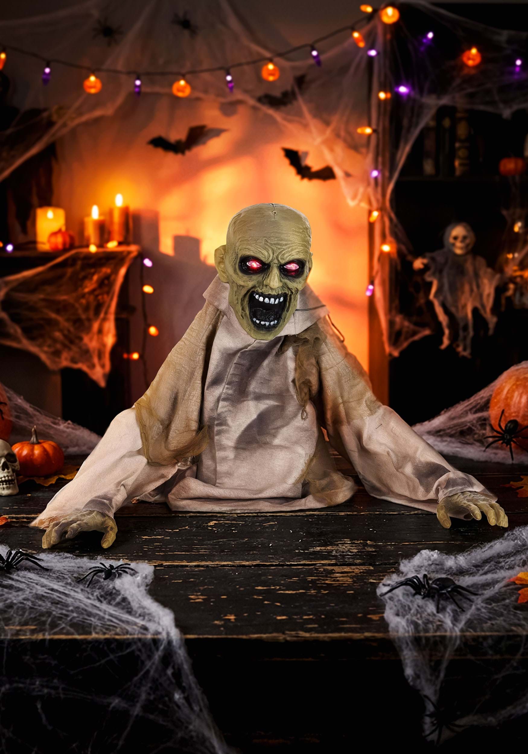 1.8FT Tabletop Lunging Zombie Animatronic Decoration - Scream Saver | Zombie Decorations