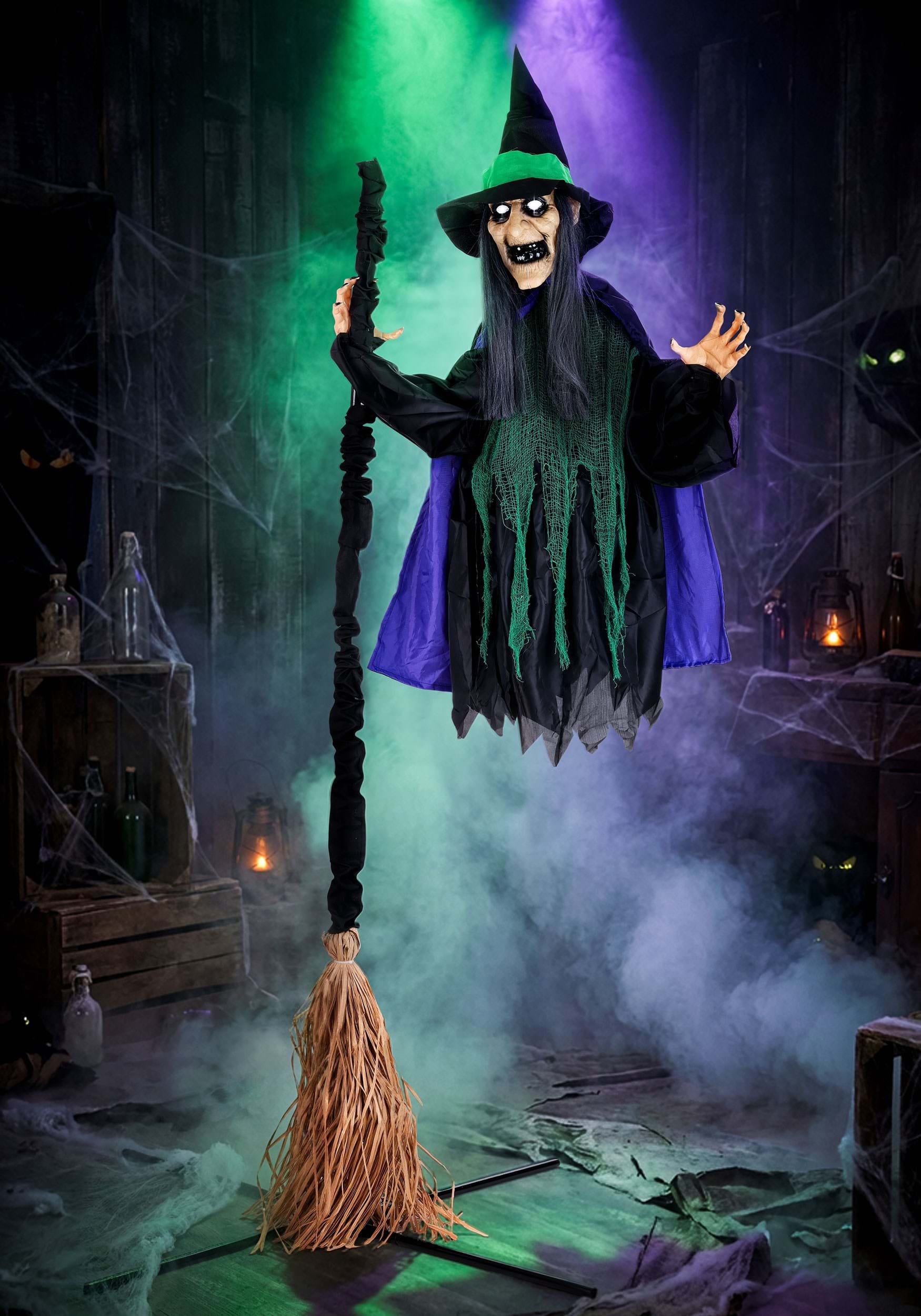 6FT Hovering Hortense Witch Animatronic Decoration - Scream Saver | Witch Decorations