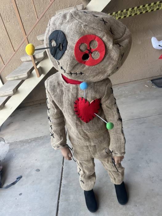 thumbnail image 2 of Girls Burlap Voodoo Doll Costume - Unique Halloween Outfit With Wig & Accessories 2 of 14
