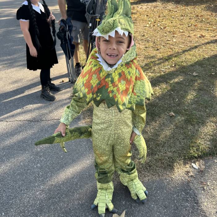 thumbnail image 2 of Child Dilophosaurus Costume – Boys Jurassic World Dinosaur Jumpsuit, Book Week 2 of 5
